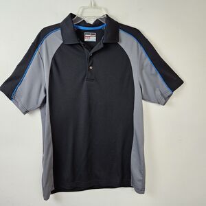 Grand Slam Performance Mens M Polo Shirt Short Sleeve Black Gray Blue Colorblock